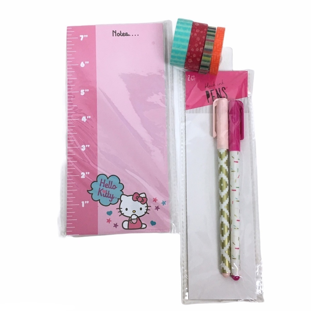 HELLO KITTY Stationery Set Planner Kit Magnetic Listpad Notepad Pens Washi Tape
